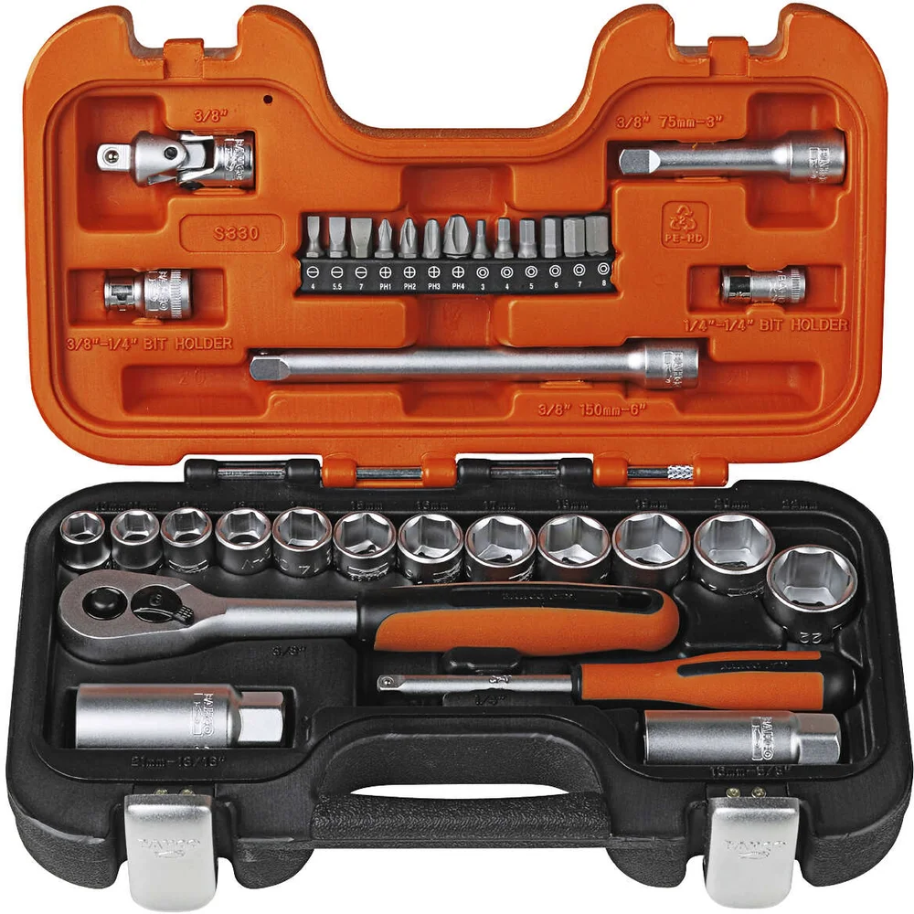 Bahco S330 3/8+1/4" pipesett 34 deler v:9091787 Bahco S330 3/8+1/4" pipesett 34 deler v:9091787