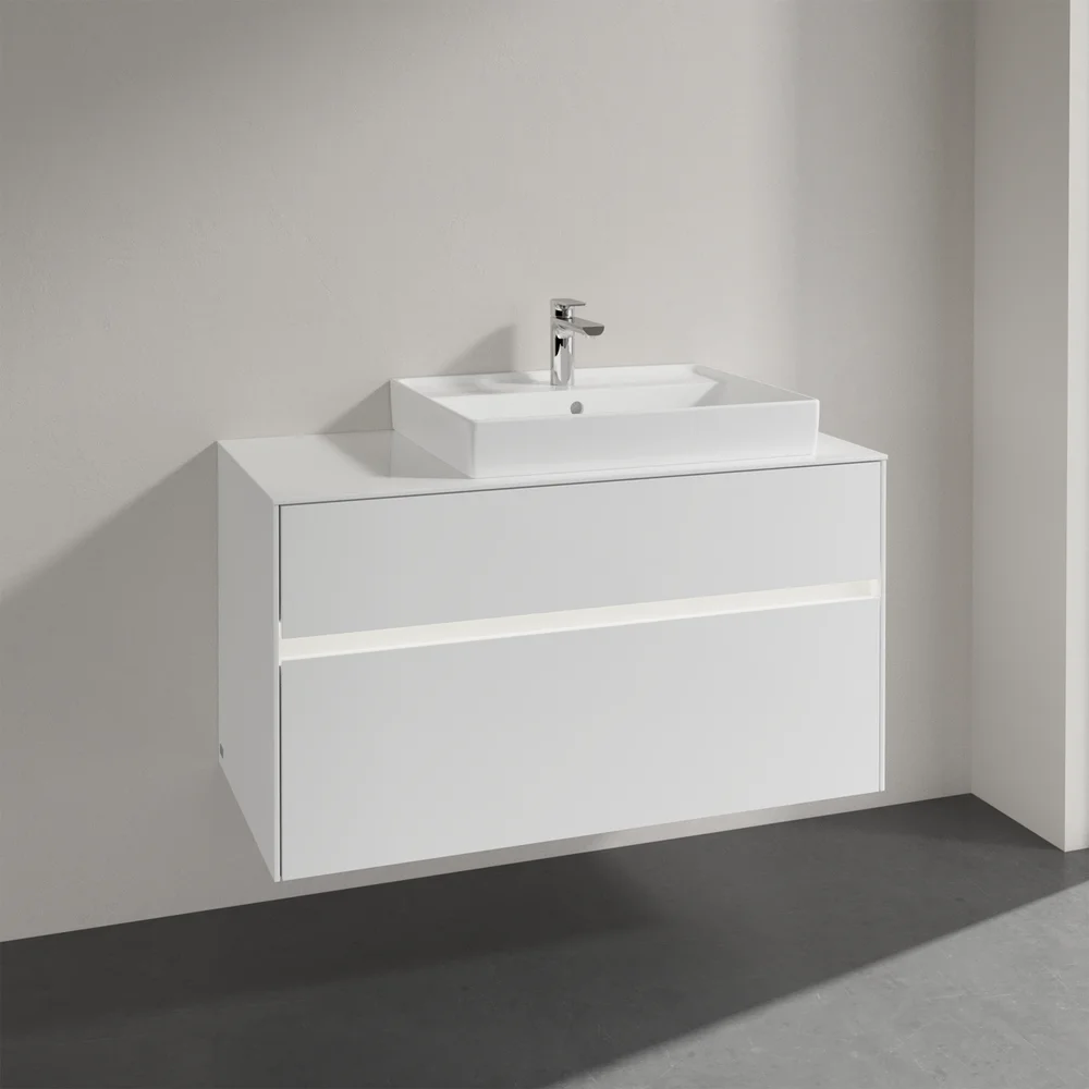 VILLEROY & BOCH COLLARO SERVANTSKAP 100 M/LYS FOR SERVANT HØYRE 60 CM M/2 SKUFFER HVIT HØYGLANS v:8187333