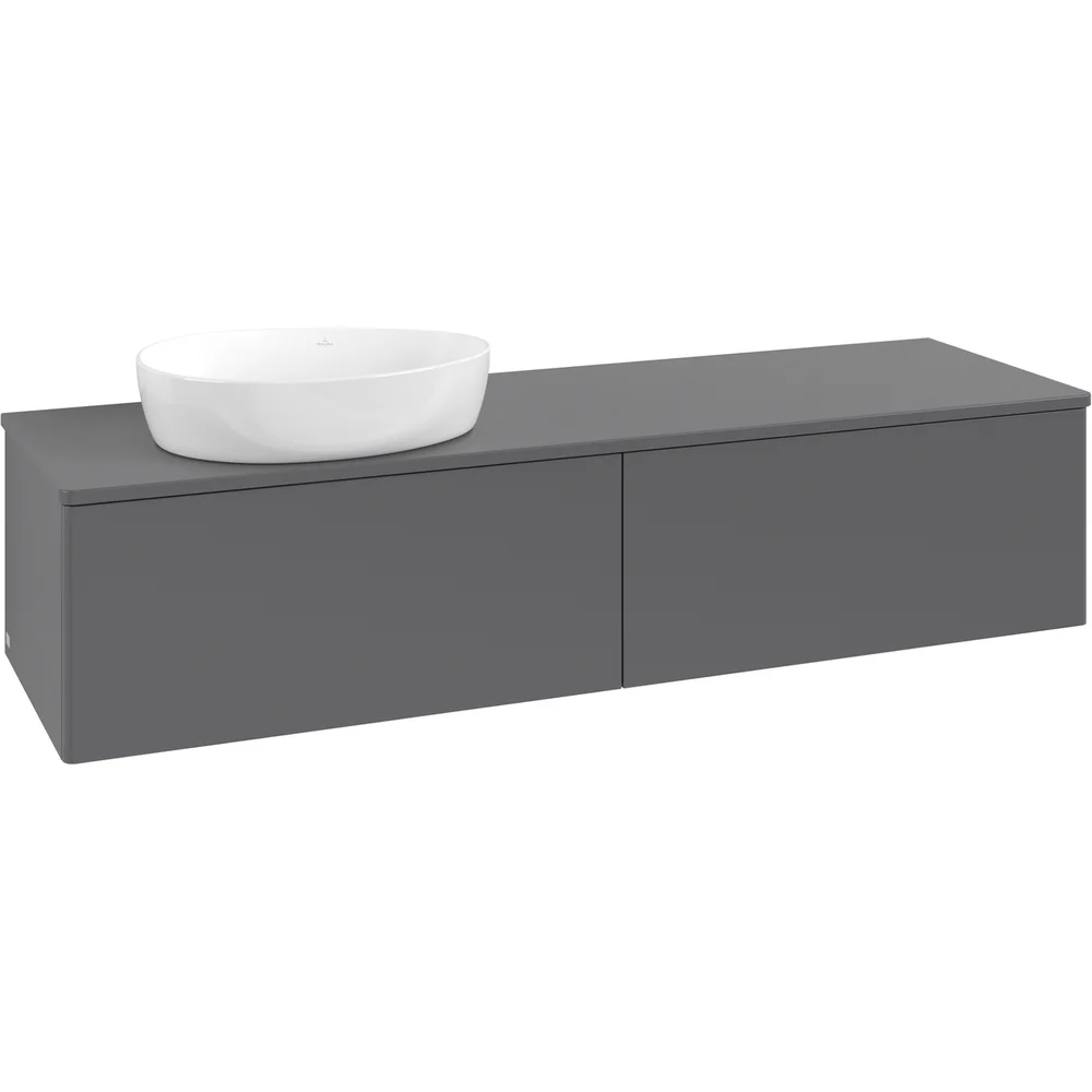 V&B ANTAO SERVANTSKAP 2 SKUFFER GLATT 1600X360X500 VENSTRE M/KRANHULL ANTRASITT v:6663060